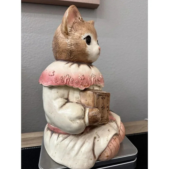 Vintage Cookie Jar 70'S EMILY THE CAT IN DRESS GLASS EYES - 11.5" - Picture 2 of 11